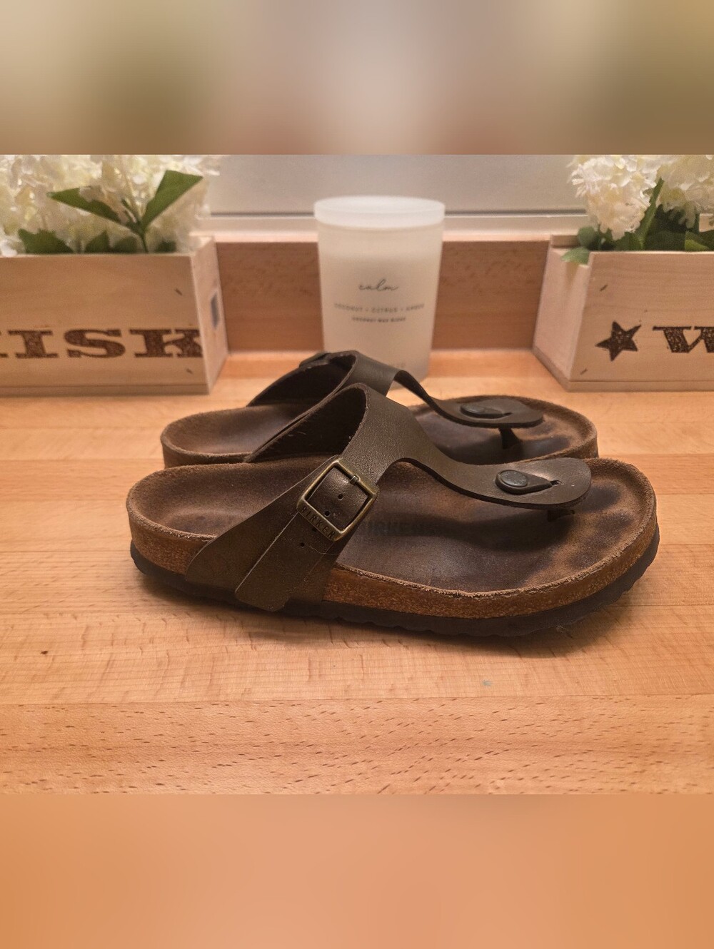 Birkenstock Gizeh Thong Sandals Bronze Birko-Flor Womens Size 37